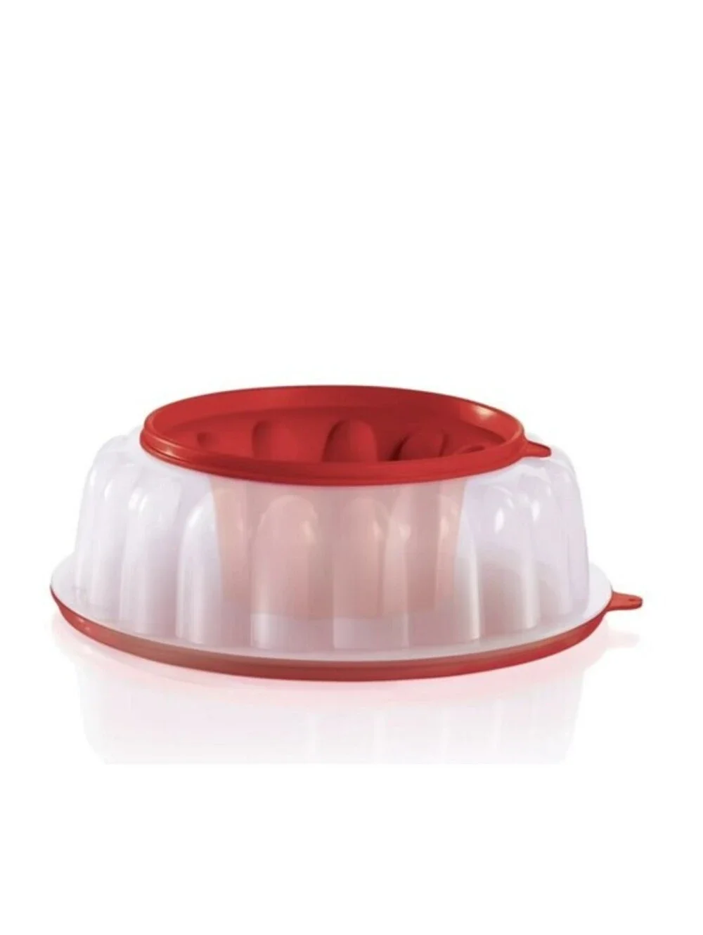 Tupperware Jell-N-Serve Jello Mold Gelatin Dessert 6 Cup Red & White Jel-Ring